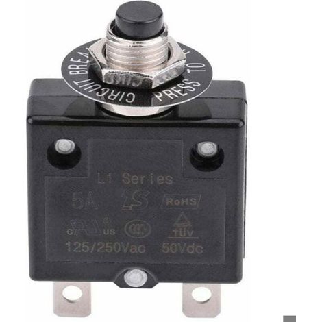 Disjoncteur thermique - - 5A - Protection contre surcharge - 125-250V AC / 50V DC - Réarmement manuel (1/4)