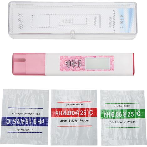 4-in-1 Wassertester-Set: pH-Meter, TDS-Meter, Hintergrundbeleuchtetes Display, klare digitale Anzeige für Aquarium und Schwimmbad (Pink) (1/5)