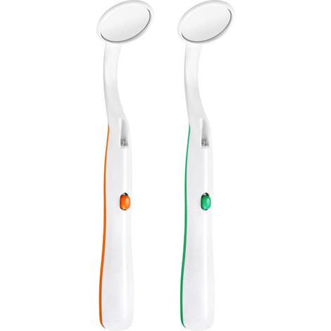 Healifty Outil dentaire 2PCS Miroir dentaire buccal Miroir d'inspection des dents (vert et orange)