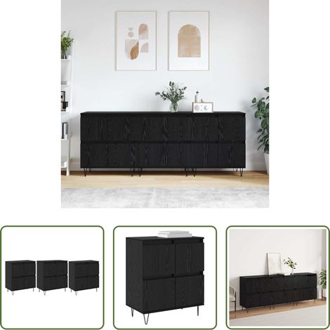 Wohnzimmer -  Sideboards 3 pcs Schwarz Eichen-Optik 180 x 35 x 70 cm (1/5)