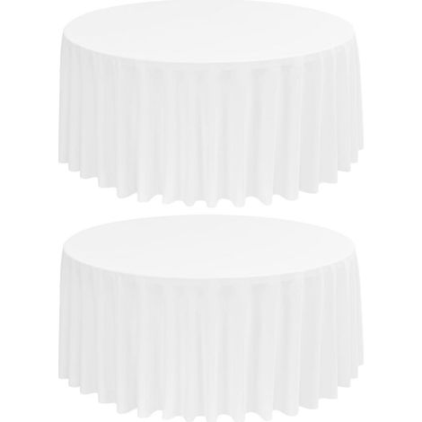 2er Set Weiße Runde Tischdecke 275 cm, Polyester, Pflegeleicht, für Bankette & Partys