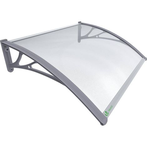 Vounot – Marquise auvent de porte 120x80cm – Polycarbonate 6mm résistant aux UV et chocs – Cadre en PPO et aluminium renforcé – Installation facile