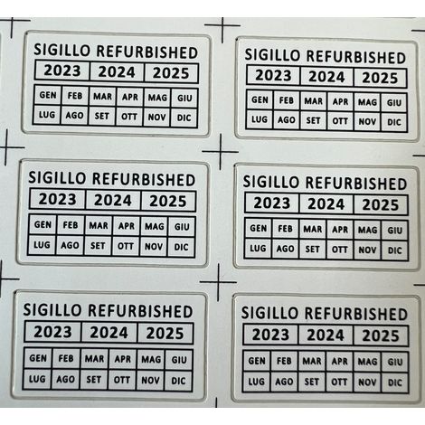 42 adesivi antieffrazione antirimozione REFURBISHED con data e anno (1/4)