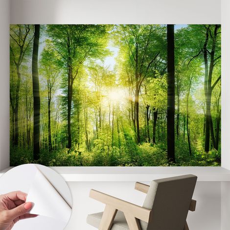 Selbstklebend Tapete modern - Wanddeko für Küche - Klebefolie Wand - luxus Look Waldharmonie 104x70 cm (1/5)