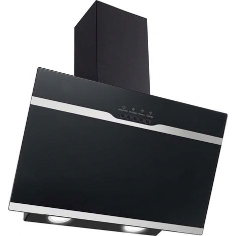 Hotte Aspirante 60cm Noire, Hotte Murale 350 m³/h, Évacuation/Recyclage, 3 Vitesses, Silencieuse 56dB, Éclairage LED, Classe A++ (1/5)