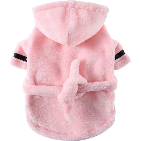 Peignoir pour chiot, peignoir absorbant pour chien avec capuche et ceinture, facile à enfiler, rose YP01D