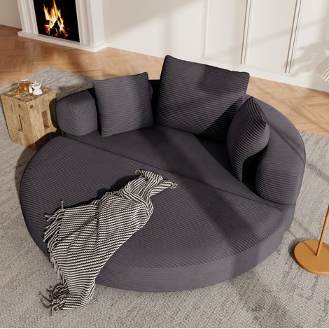 Canapé-lit pliable 173x176 cm noir en mousse avec coussins, convertible 2 en 1 (1/5)