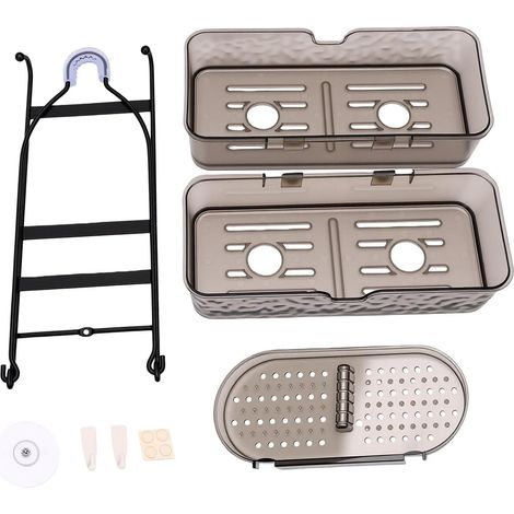Étagère de douche suspendue Fafeicy PET à 3 niveaux, organisateur de douche avec porte-shampoing et porte-savon pour le rangement de la salle de bain (1/5)