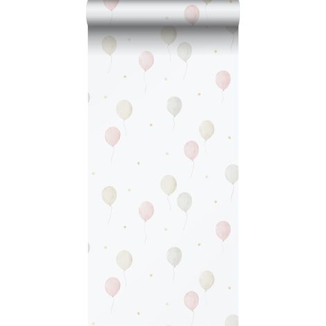 papier peint montgolfière rose clair, beige et blanc - Sanders & Sanders (1/5)