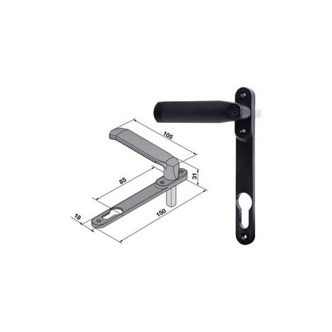 MANIGLIA CON PLACCA PER SERRAMENTI SERIE 086 PER CILINDRO SAGOMATO- - (086.00.04.0) - 1 pezzi WELKA