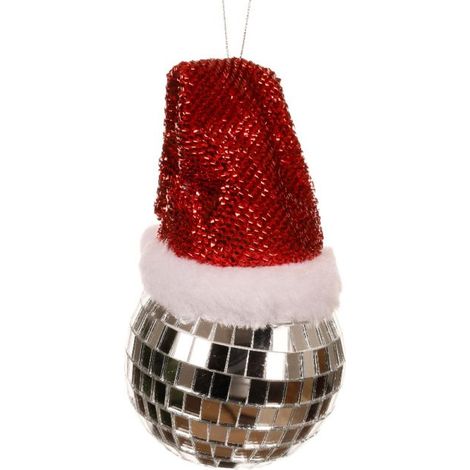 PALLINA NATALIZIA DISCO BALL CON CAPPELLINO DA APPENDERE D8CM KAEMINGK