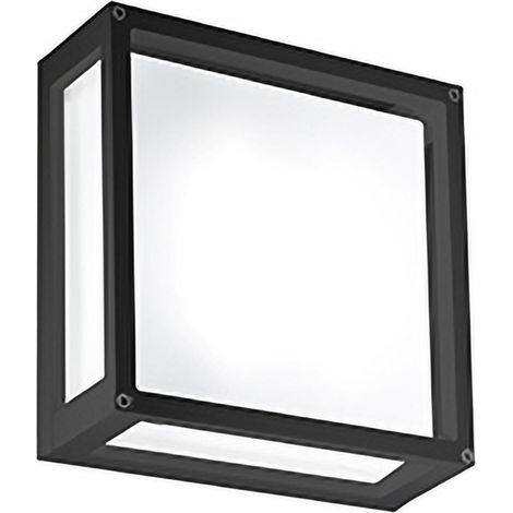Home Lampada da parete o soffitto 25x25 cm in alluminio grigio scuro con diffusore in vetro satinato IP54 attacco E27 per ambienti interni ed esterni