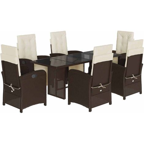 Maison Exclusive - Set comedor de jardín 7 pzas con cojines ratán (1/5)