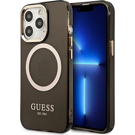 Coque Guess Gold Outline Translucide MagSafe pour iPhone 13 Pro Max (Noire) (1/4)