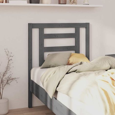 Tête de lit en bois de pin massif gris 81 x 4 x 100 cm - PANGIVO (1/5)