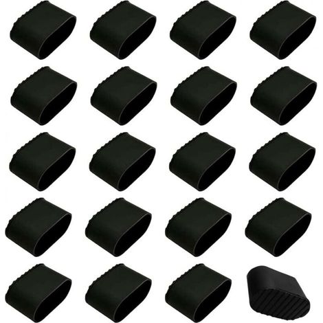 Couvre-pieds de chaise en plastique 20 pièces Protections de pieds de chaise Housses de chaise antidérapantes Housses de chaise antibruit (noir)