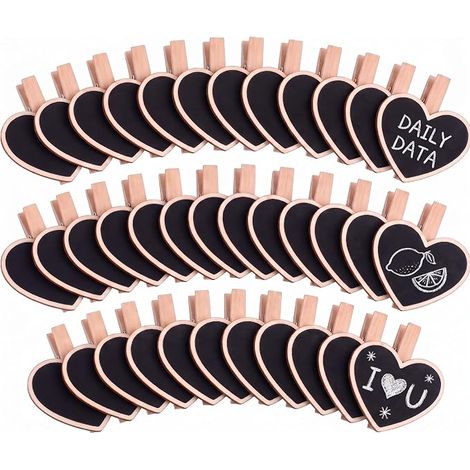 38 PCS Mini Wooden Laundry Boards with Clip for Chalkboard (1/5)