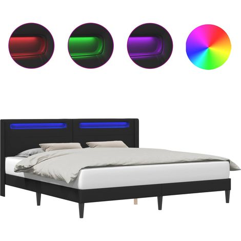 Bed Frame with LED Strip Lights Black 180 x 200 cm Faux Leather vidaXL