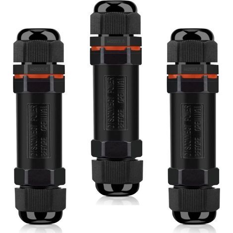 Waterproof Cable Connectors, IP68 Outdoor Waterproof Junction Box, Waterproof Electrical Connector Pack of 3, 3-Wire Waterproof Electrical Connector for 6-12mm Diameter Cables (1/5)