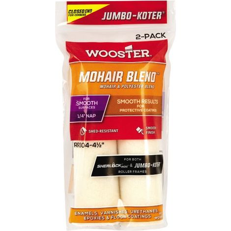 Wooster Jumbo Koter Mohair 4.5" Mini Roller Sleeves 1/4" Nap Very Smooth - Twin Pack
