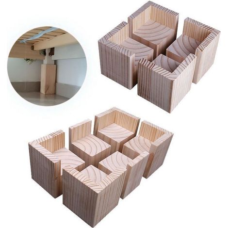 Lot de 8 élévateurs de Meubles Rehausseurs de Meubles en Bois, Lit de Bureau Riser Meubles Pieds de Levage Pieds jusqu'à pour Table de Bureau lit(Size:5x5x5cm)