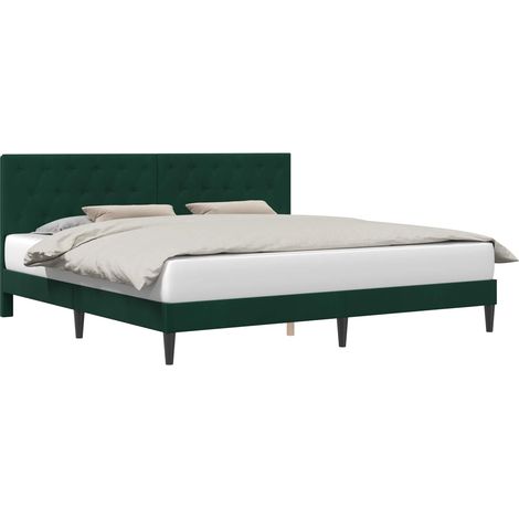 Estructura de cama Verde oscuro 180 x 200 cm Terciopelo vidaXL (1/5)
