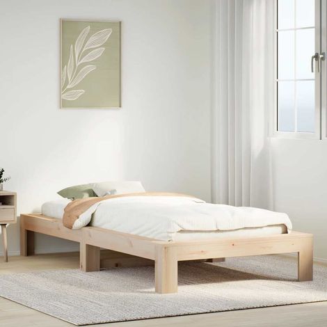 Cadre de lit sans matelas 75x190 cm bois de pin massif (1/5)