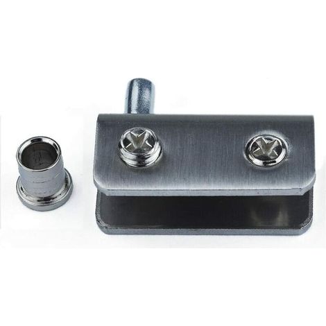 Paquet de 4 charnières de porte en verre Charnière à pivot à 90 °, verre sans perforation, acier inoxydable, ajustement pour verre de 5-8mm (1/3)