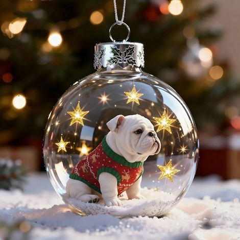 Boule À Neige Chien - Décoration De Noël En Verre Transparent Avec Chien Costumé Père Noël - Pour Arbre De Noël Et Intérieur - 1 Pièce