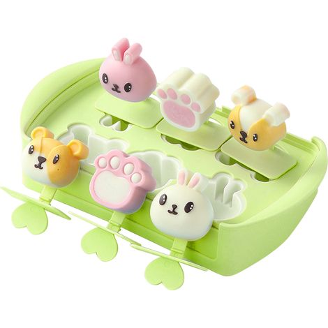 Mini-Eisform zum Selbermachen für Kinder, aus lebensmittelechtem Silikon, für Eiscreme, sechs grüne Fächer (1/5)