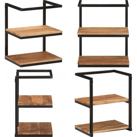 Étagère murale 40x30x50 cm bois massif d'acacia et fer - Étagère Murale - Étagère Flottante - Meuble Salle De Bain - Rangement Mural - Décoration Murale - Home & Living (1/5)