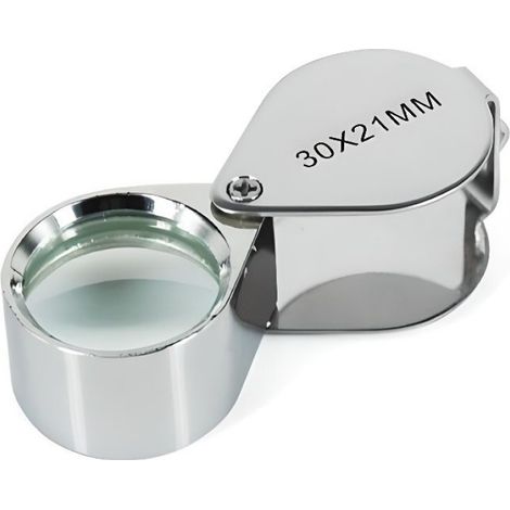Loupe de bijoutier - 30x21mm - Verre optique - Cadre chromé - Pour horlogers et diamantaires (1/4)