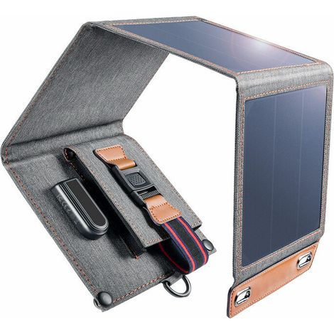 14W Panneau Solaire Portable, Ultra Léger, USB Port (5V/2.4A), IPX4, SunPower Chargeur Solaire Pliable pour Toutes Les Activit (1/4)
