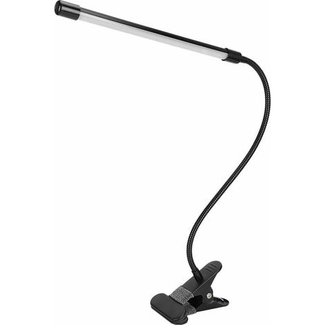 Lampe de table de piano à LED noire, lampe de lecture à clip LED réglable, lumière froide et chaude, lampe de travail alimentée par USB à tube unique pour salon, chambre à coucher (1/5)