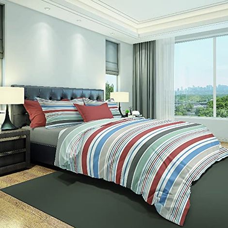 Ensemble d'enveloppes de Couette - Géométrique, Double - avec Housse de Couette, Taie d'oreiller - pour Le Lit - Multicolore en Coton, 250 X 200cm (1/3)