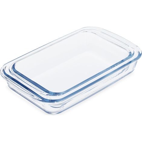 Plat à gratin, 2 tailles, verre, four, pour lasagnes, gratin, tiramisu, lavable au lave-vaisselle, transparent (1/5)