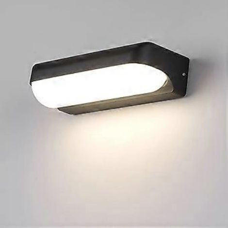 Applique murale LED 12 W d'extérieur, moderne et étanche IP65, en aluminium noir 4000 K, idéale pour couloir, escalier, balcon, jardin ou véranda.