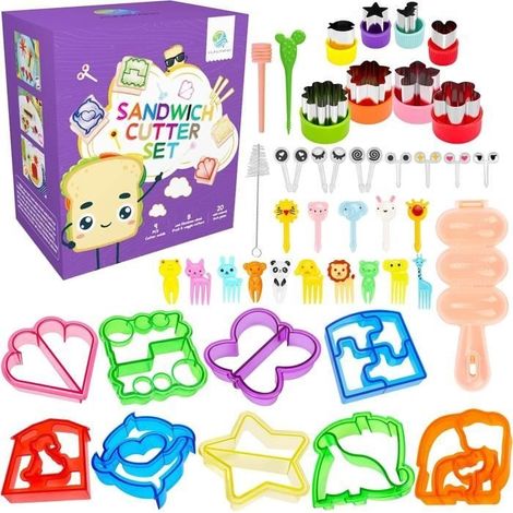 (Mehrfarbiges) Sandwichbrot-Ausstechformen-Set, 45-teiliges Ausstechformen-Set in Obst- und Gemüseform für Bento-Boxen für Kinder (1/4)