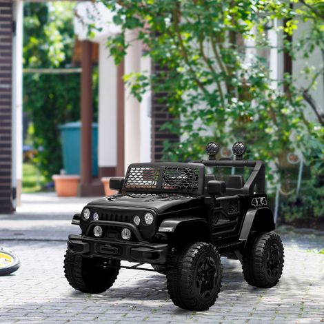 Voiture électrique pour enfants 12V avec télécommande, suspension à 4 roues, phares et klaxon, MP3, pour 3-6 ans - noir, vitesse 3-5 km/h