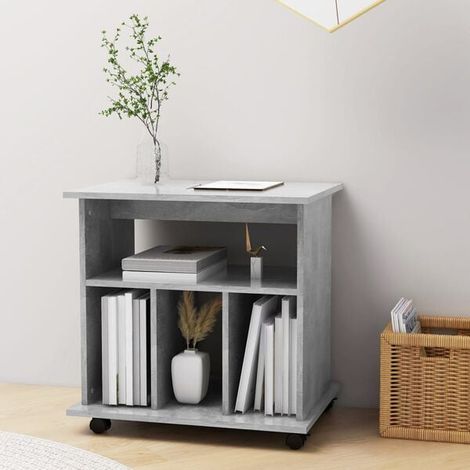 Meuble de Rangement sur Roulettes 60x45x60 cm, Armoire de Stockage en Bois d'Ingénierie Couleur Gris Béton, Caisson Mobile avec Étagères pour Cuisine, Salon ou Bureau (1/5)