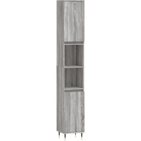Maison Exclusive - Armadietto Bagno Grigio Sonoma 30x30x190cm in Legno Multistrato