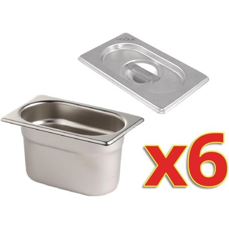 Bac Gastro GN 1/9 et Couvercle 100 ml - Lot de 6 - Vogue (1/5)
