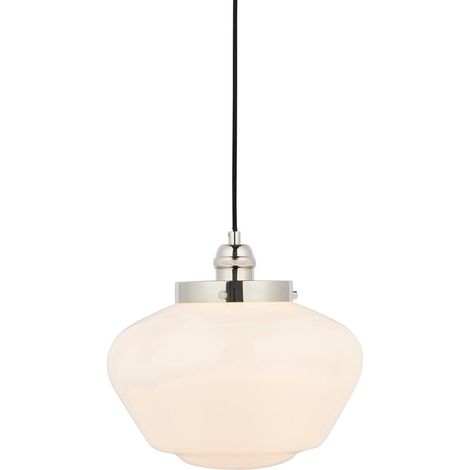 Suspension rétro verre opalin nickel poli E27 Camberley (1/5)