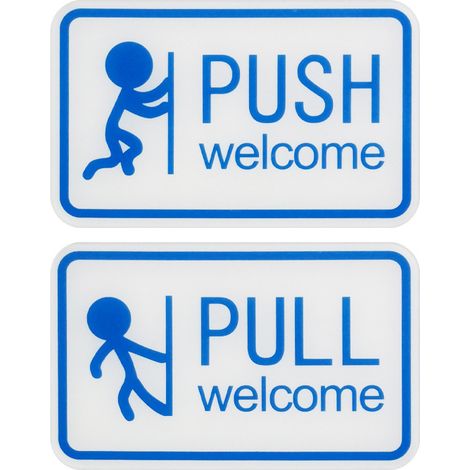 2 Pièces Signalisation Push-pull Autocollant De Porte Dentrée De Bienvenue Sticker Mural Citations Et Dictons Bureau Autocollants Pour Portes Coulissantes Porche Acrylique (1/5)