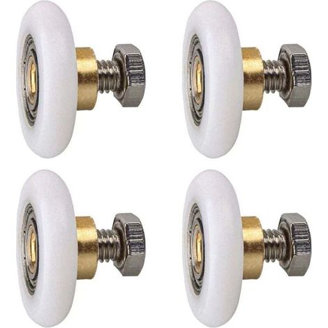 Rouleau pour cabine de douche, rouleau pour porte de douche, rouleau pour porte coulissante, rouleau de rechange pour cabines de douche, 4 pièces (20 mm) (1/4)