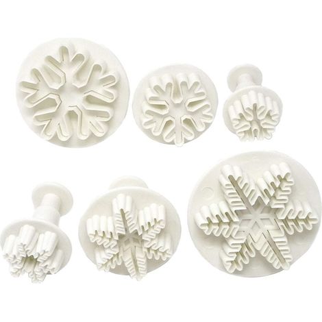 Cortador De Fondant En Forma De Copo De Nieve - Plástico Seguro Para Alimentos - 6 Unidades (1/5)