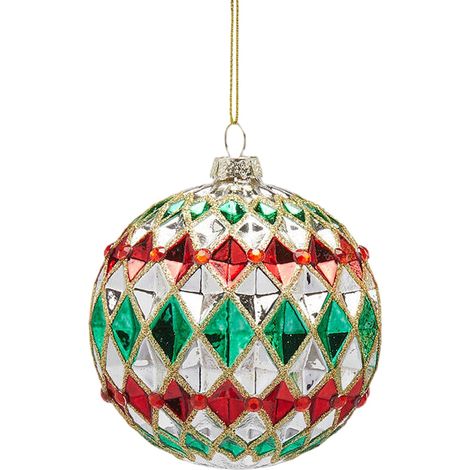 Pallina per albero di Natale, con strisce colorate Verde, Rosso, Bianco -Strisce orizzontali (1/2)
