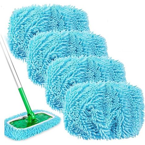 Lot de 4 lingettes – Compatibles – Balai Swiffer – Bleues – Nettoyage haute efficacité – Sols (1/4)