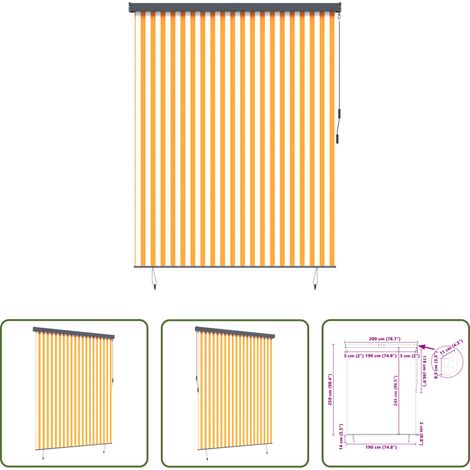 vidaXL Store extérieur en aluminium - Store enrouleur Blanc et Orange 200 x 250 cm Tissu et Aluminium (1/5)