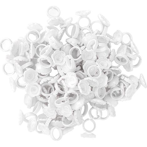100 pastilles adhésives blanches pour cils – supports colle à cils, récipients pour extensions de cils, lot de 100 (1/5)